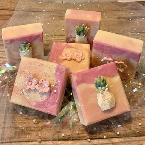 Hand Crafted Artisan Barbie Core Soap with Soap Flower (One)